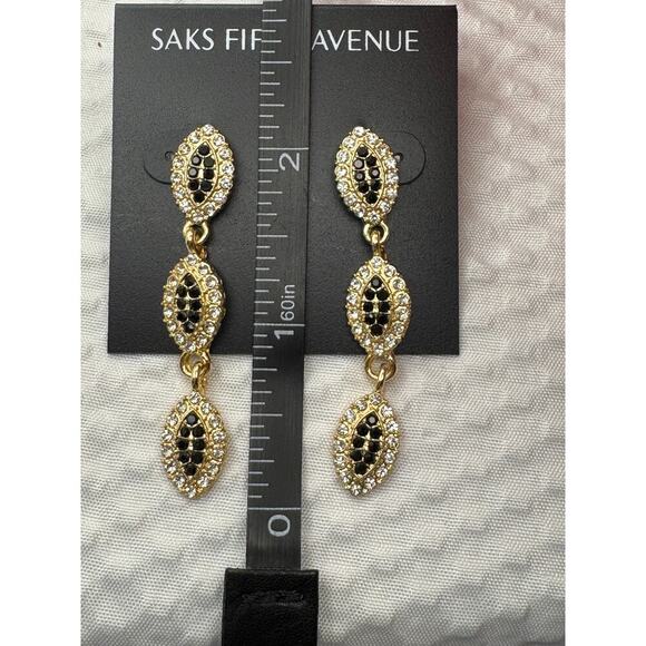 Marquise Black & Gold Crystal Drop Earrings – Saks Fifth Avenue - NEW - Picture 6 of 7